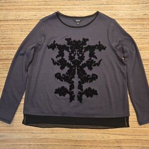 Simply‎ Vera Vera Wang Long Sleeve Top in Gray and Black